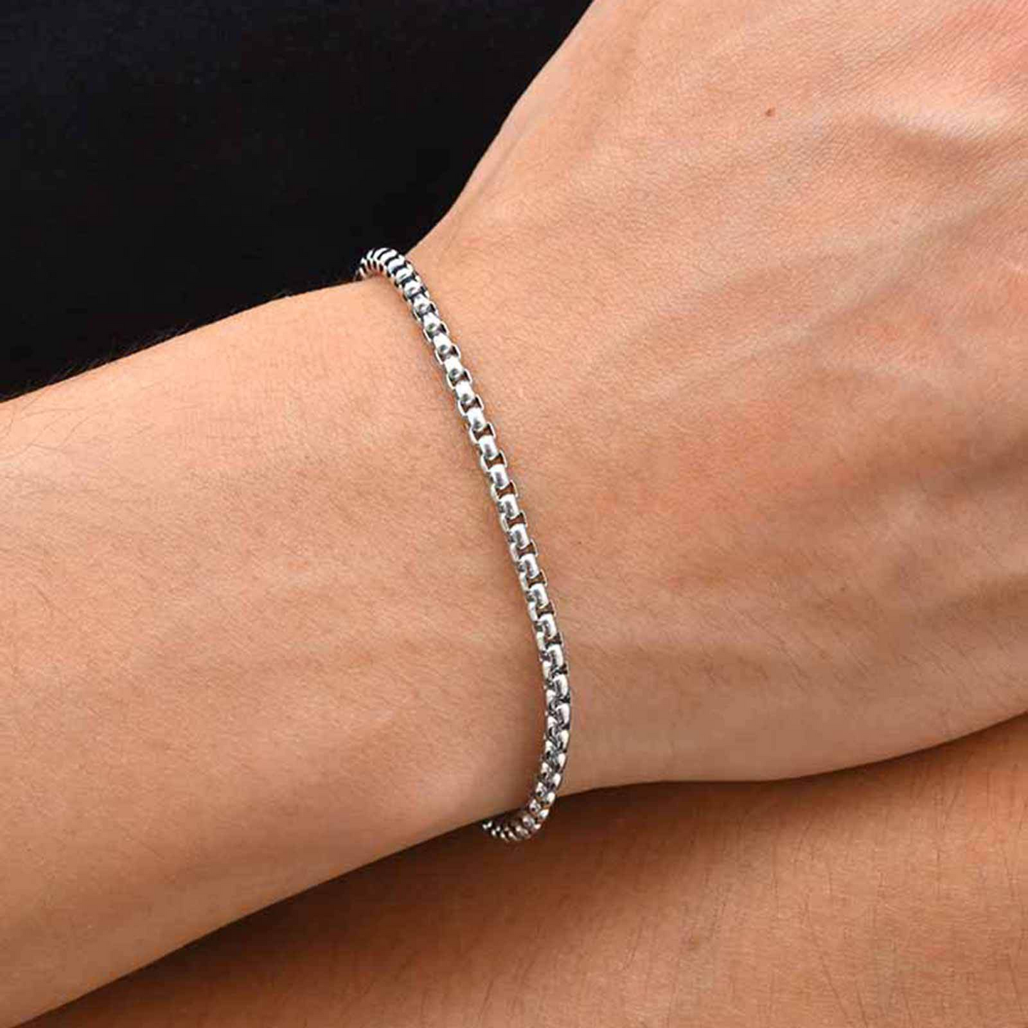 Kemston Stainless Steel Cross Charm Bracelet for Men Silver Round Tag BR-3102