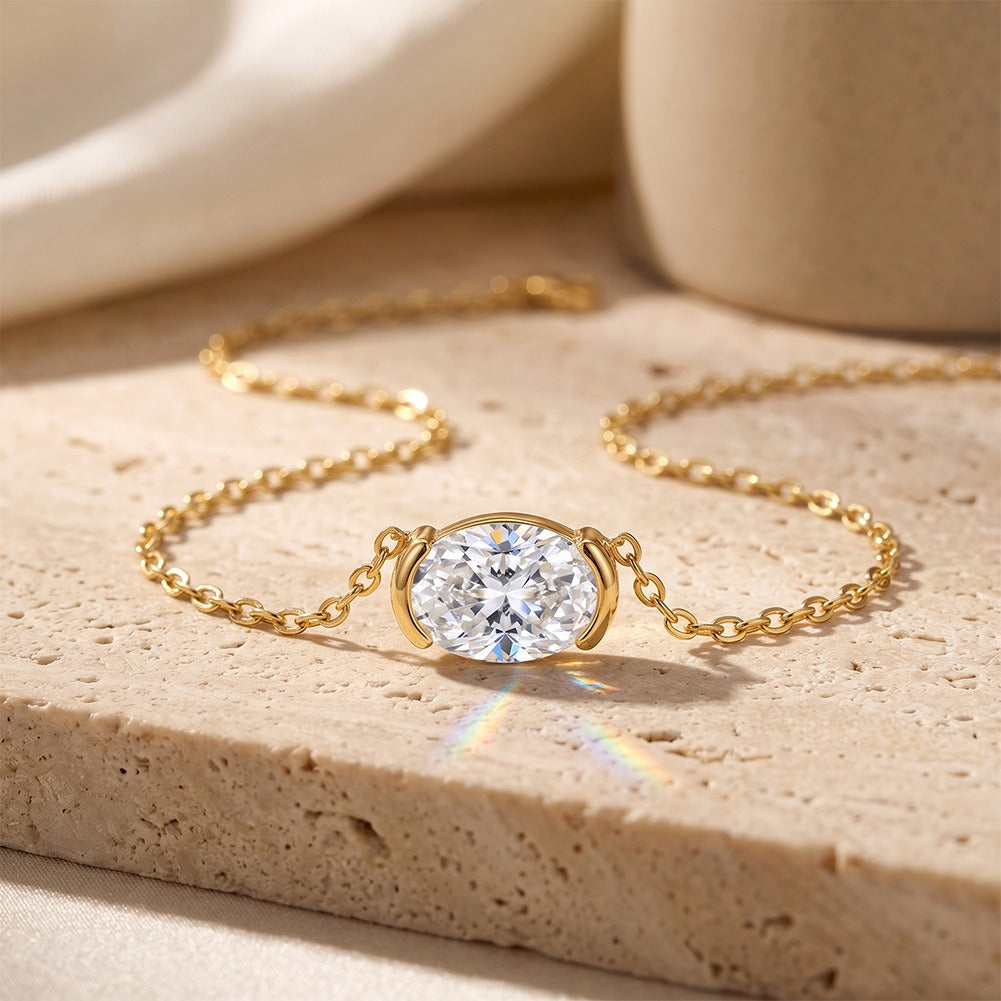 Kemstone 1CT Oval Moissanite Necklace for Women 925 Sterling Silver Pendant SMON28