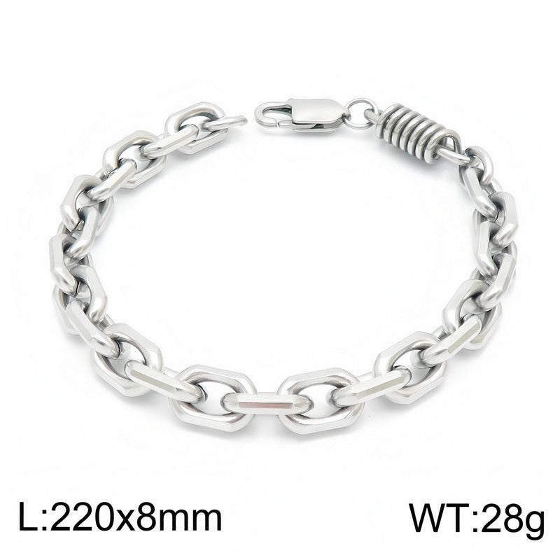 Kemstone Titanium Steel Coil Curb Chain Bracelet for Men KB146635-KLHQ