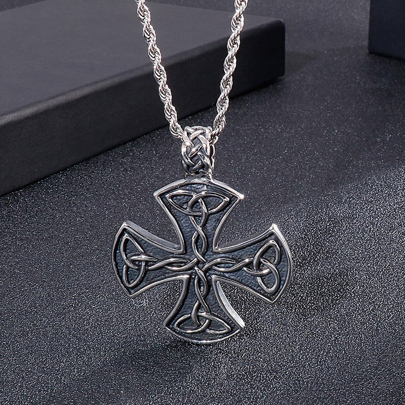 Kemstone Celtic Knot Cross Necklace for Men Titanium Steel Vintage KP54651-BD