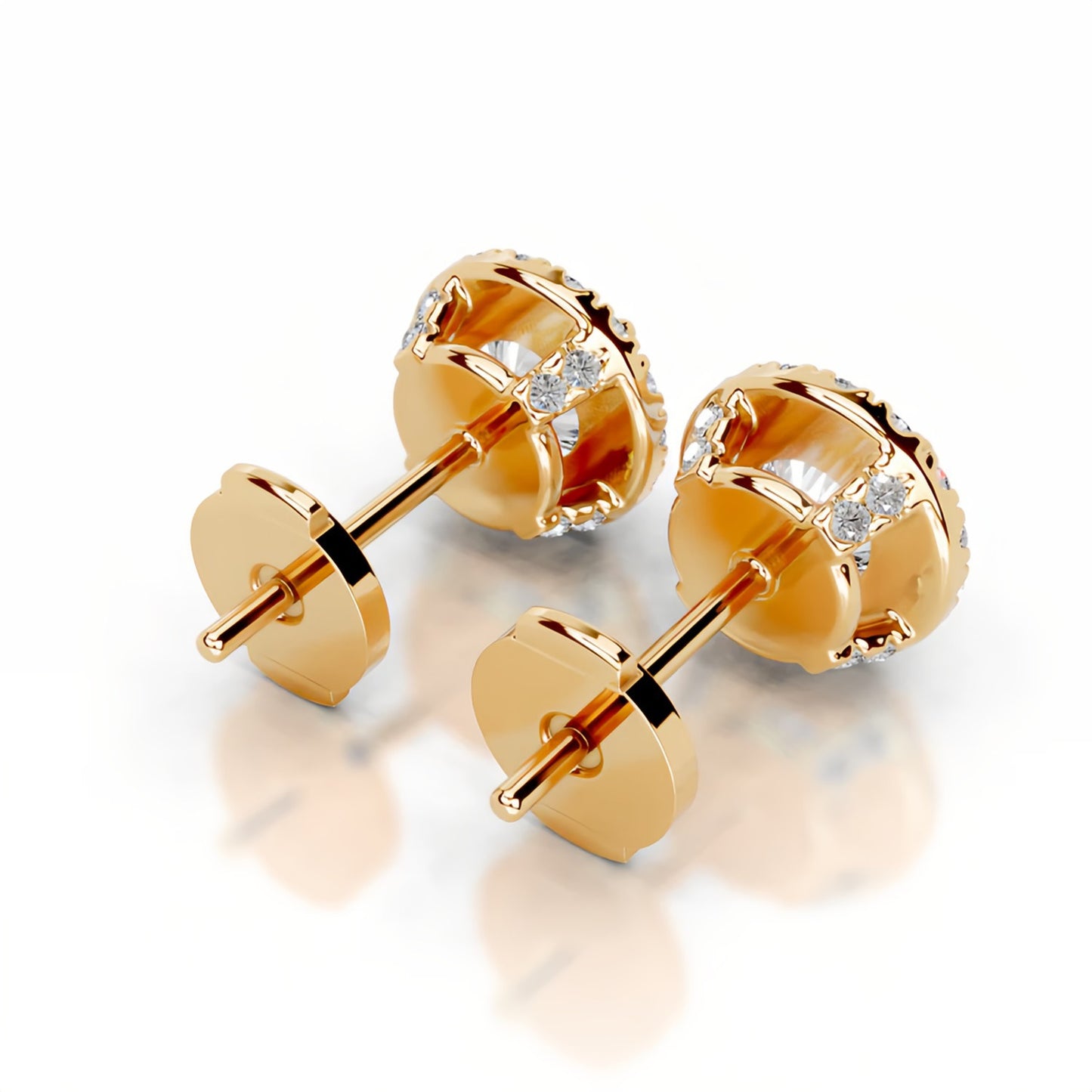 Kemstone Halo Moissanite Stud Earrings – 1 Carat D-E Color, 18K Gold Plated S925 Silver | Round, Pear, Oval, Princess, Heart & Radiant Cuts