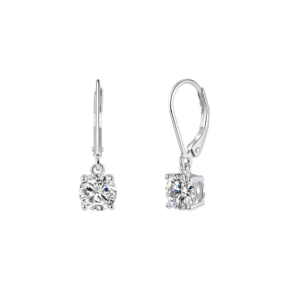Kemstone Prong Set Moissanite Drop Earrings – 925 Sterling Silver, 5mm / 6.5mm, Gold / Silver MOE13