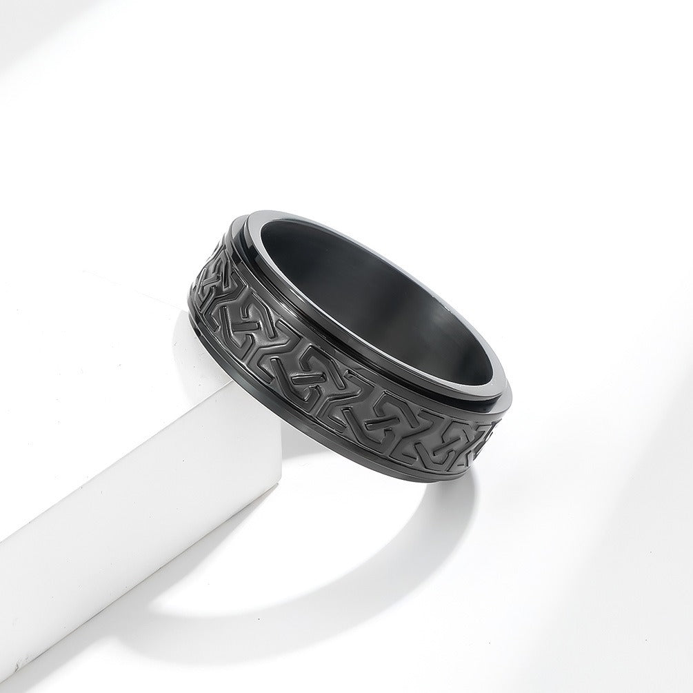 Kemstone Stainless Steel Celtic Knot Spinner Ring – Wedding & Couple Band K-R615
