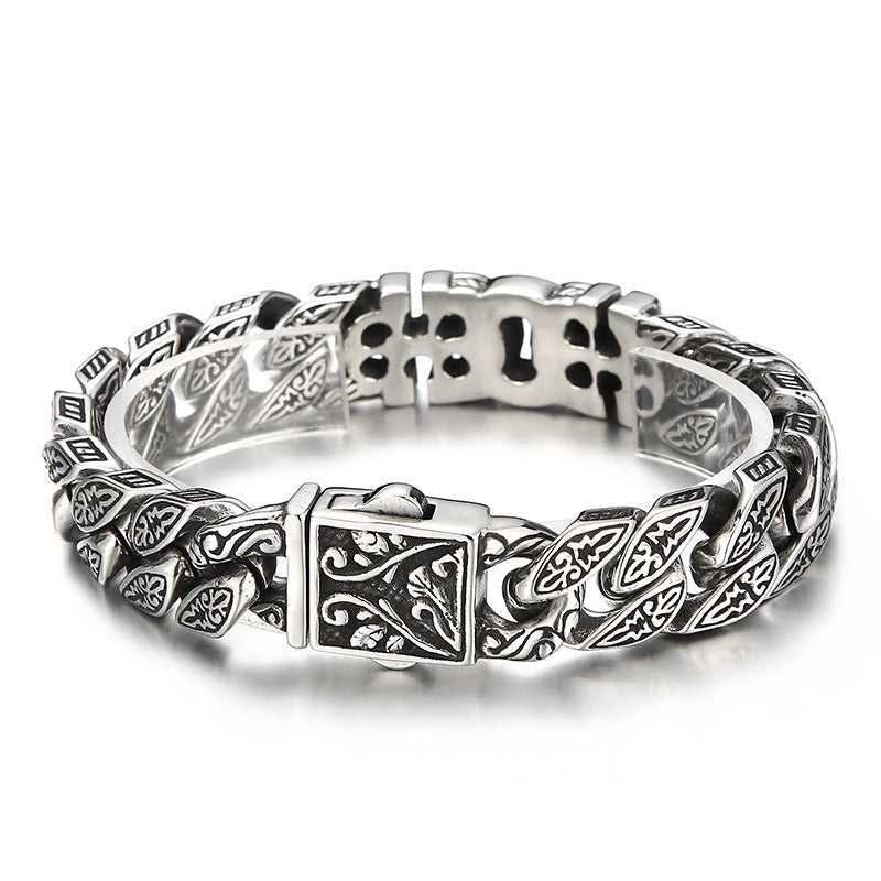 Pulsera Kemstone de acero y titanio con calavera punk para hombre - Diseño urbano audaz KB154968