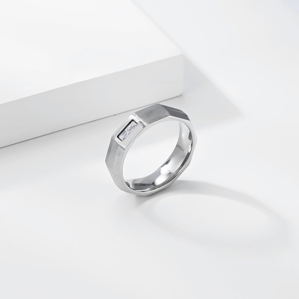 Kemstone Geometric Faceted Stainless Steel Ring for Men Women K-R1131
