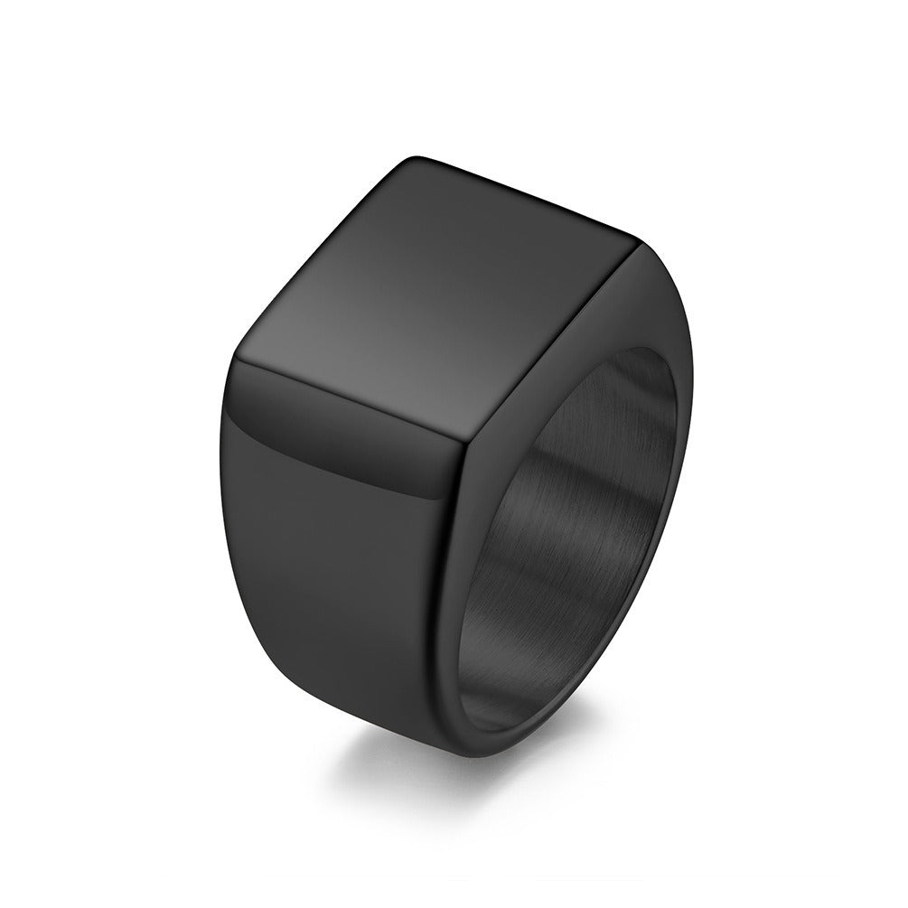 Kemstone Stainless Steel Square Signet Ring for Men K-R502