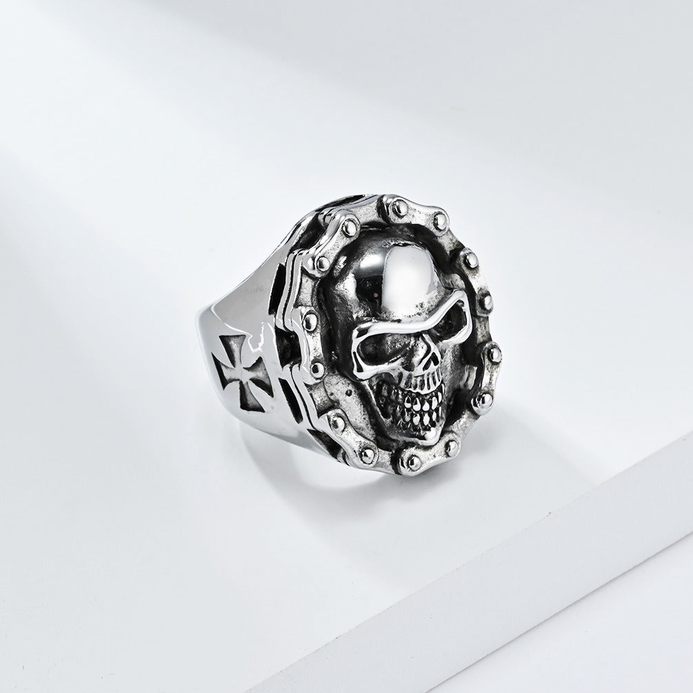 Kemstone Stainless Steel Skull Ring – Biker & Hip Hop Style K-R857