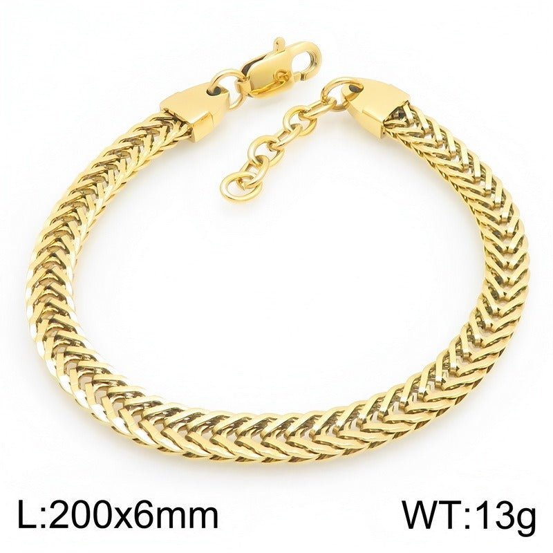 Kemston Braided Chain Bracelet for Men Stainless Steel Woven Texture KB216164-KFC