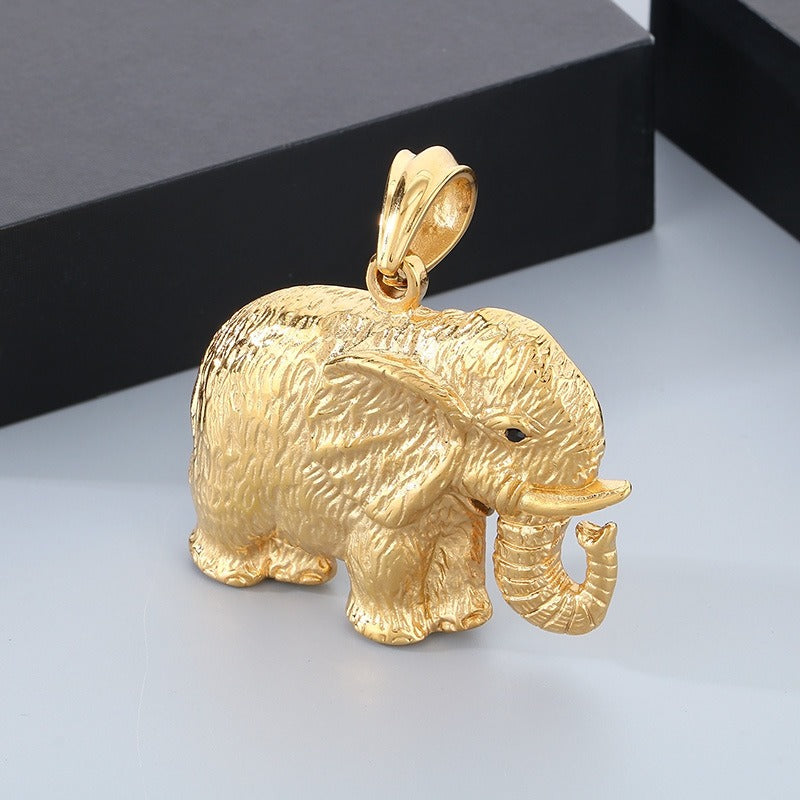 Kemstone Elephant Pendant Necklace for Men Titanium Steel Vintage KP120350-KJX