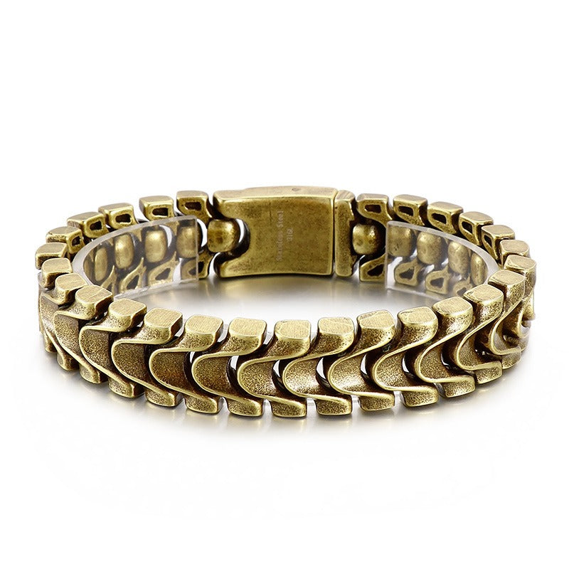 Kemstone Vintage Bolt-Chain Stainless Steel Bracelet - Bold Rugged Design for Men KB117455