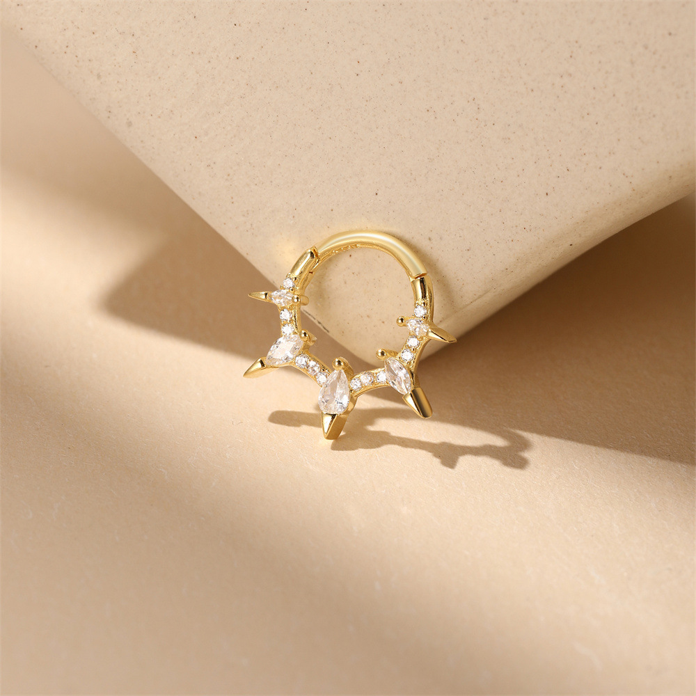 Kemstone S925 Sterling Silver Deer Antler Cartilage Hoop for Women Cubic Zirconia 60266661344C