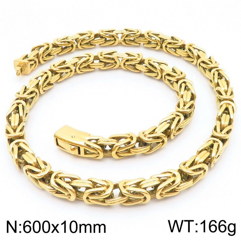 Kemstone Titanium Steel Peace Pattern Imperial Chain Necklace – Vintage Hui Geometry for Men KN86617-BD
