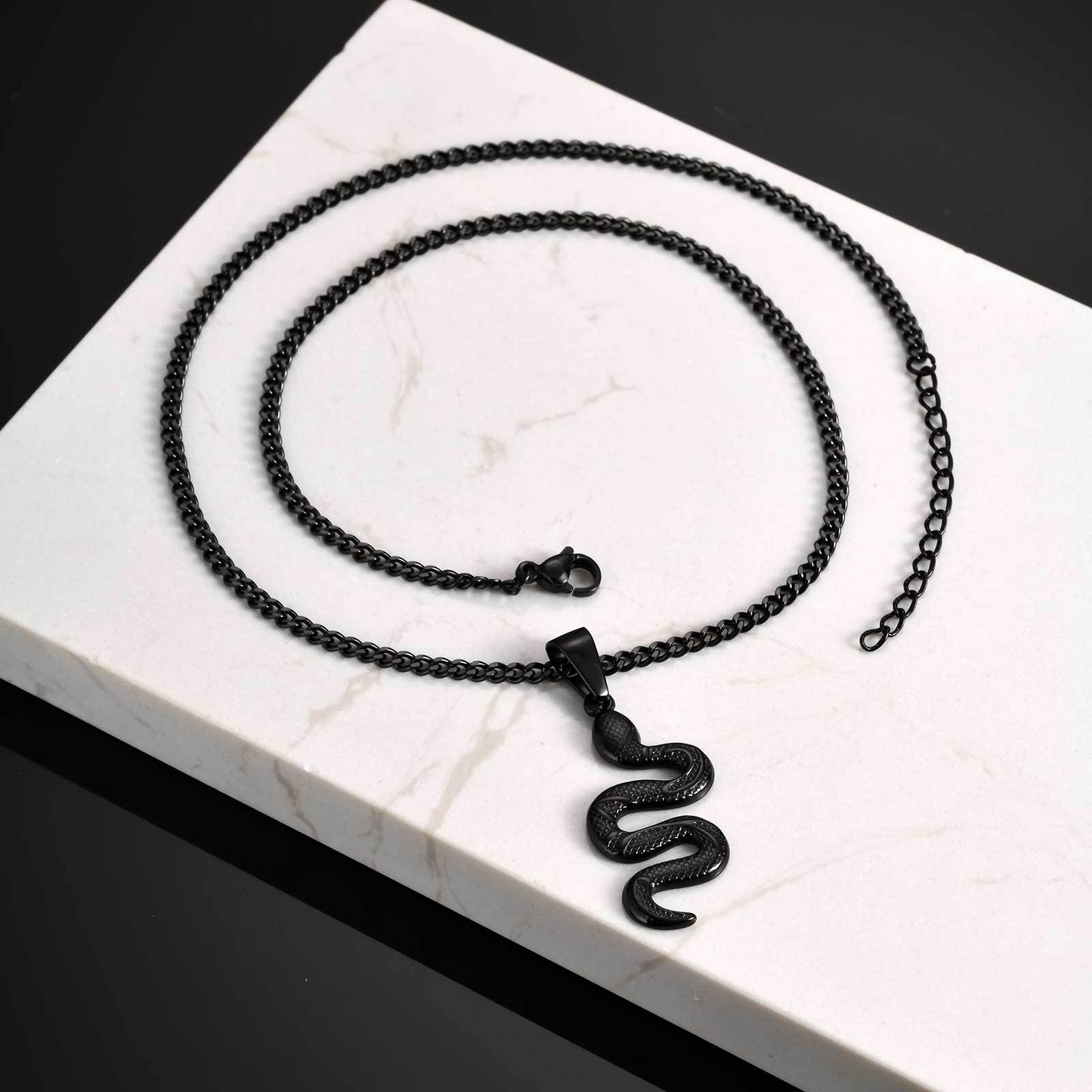 Kemstone Stainless Steel Snake Pendant Necklace – Hip Hop Street Style Chain for Men NC-2221