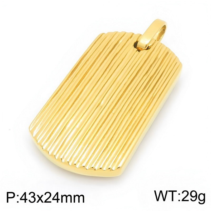 Kemston Stainless Steel Textured Tag Pendant Necklace for Men Minimalist KP118338-KJX