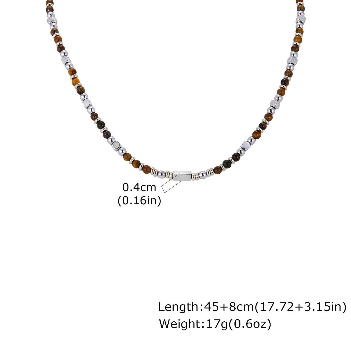 Kemstone Beaded Necklace Stainless Steel Bar Mixed Stone Malachite Turquoise for Men NC-2811