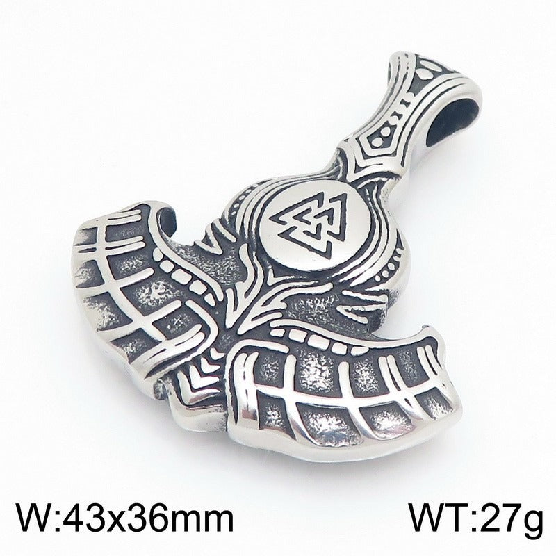 Kemstone Viking Axe Pendant Necklace Nordic Rune Titanium Steel for Men KP117913-MZOZ