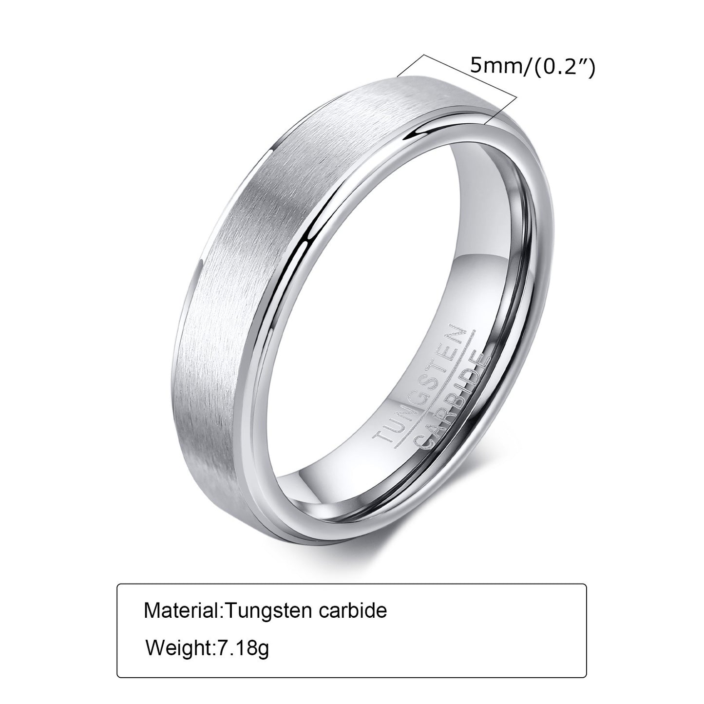 Kemstone Tungsten Steel Graduation Ring – 5mm Black & Gold Matte Finish Men's TCR-061