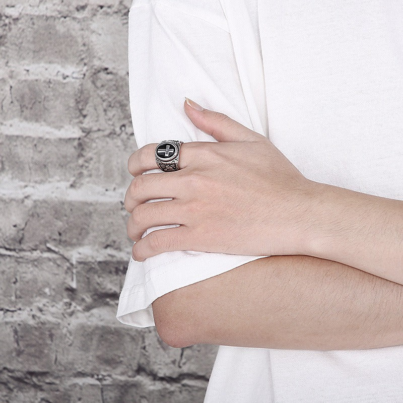 Kemstone Vintage Cross Signet Ring for Men KR101550-KFC