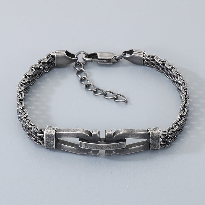 Kemstone Link Clasp Bracelet for Men Titanium Steel Woven Chain Adjustable KB212811-KFC