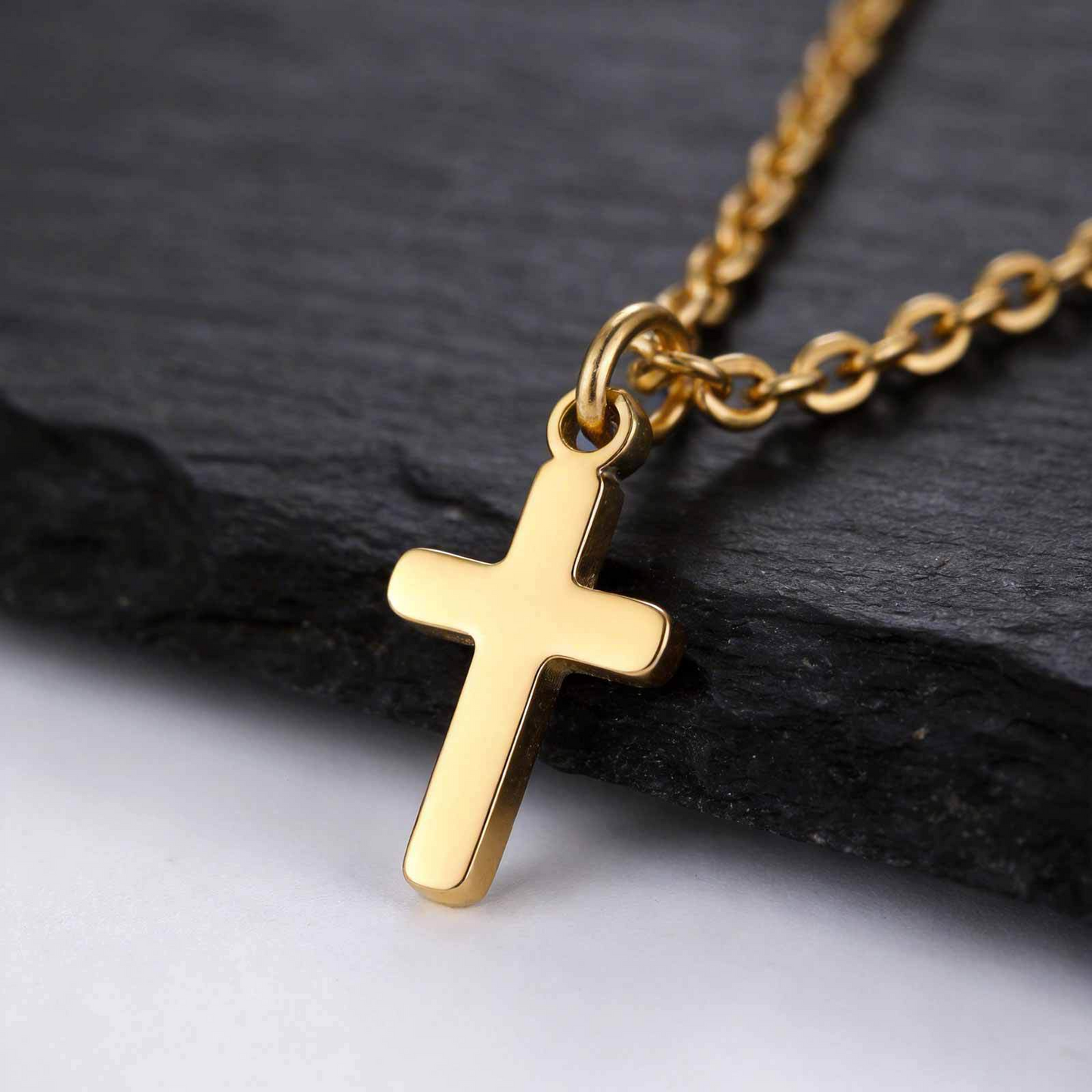 Kemstone Stainless Steel Minimal Cross Pendant Necklace for Men & Women Gold Silver PN-2289