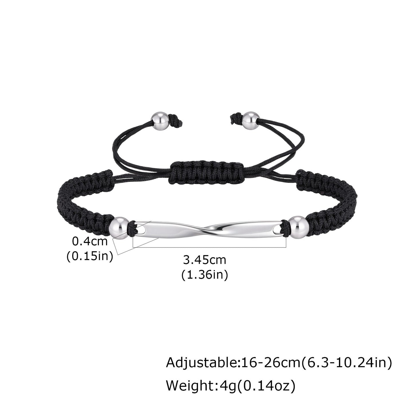 Kemstone Stainless Steel Mobius Braided Cord Bracelet for Men Women BR-3062