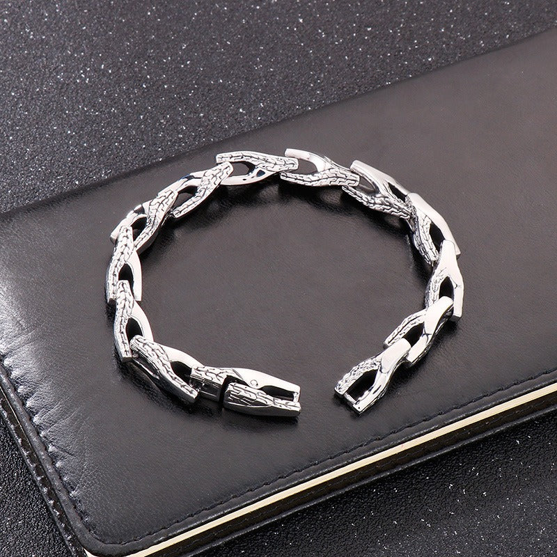 Kemstone Titanium Steel Snake Bone Bracelet & Necklace – Articulated Chain Style for Men KB152068-KJX