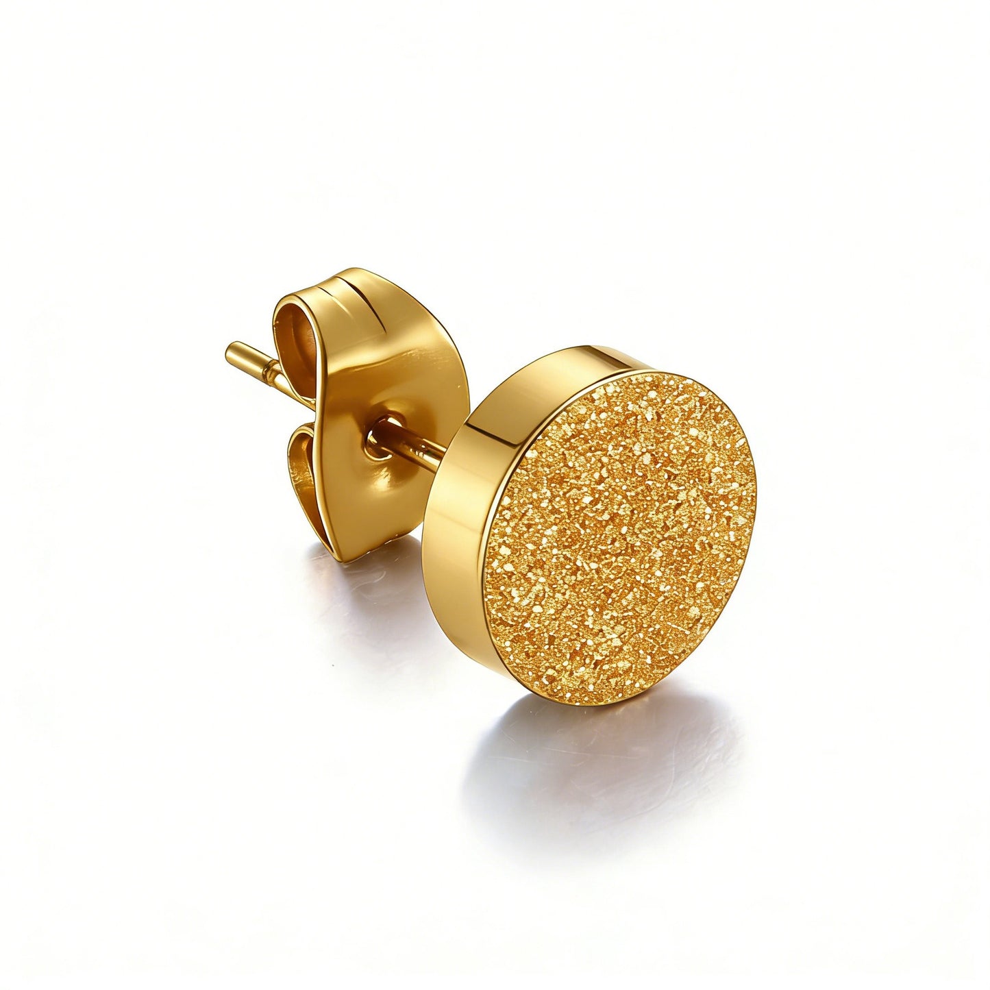 Kemstone Sand Textured Stud Earrings for Men & Women Stainless Steel Round Finish K-E012