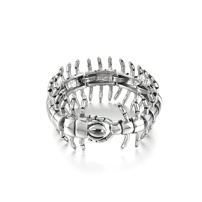 Pulsera Kemstone de acero y titanio negro mate - Cierre de esqueleto moderno y cadena con textura de cocodrilo para un estilo retro unisex KB33468-D