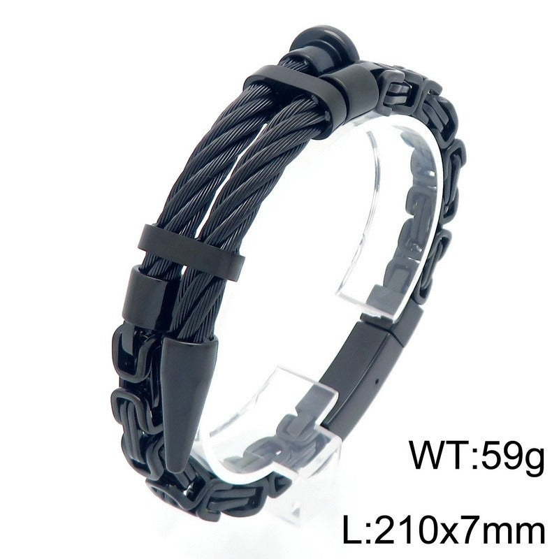 Kemstone Men’s Titanium Steel Cable Nail Punk Chain Bracelet KB208453-KFC