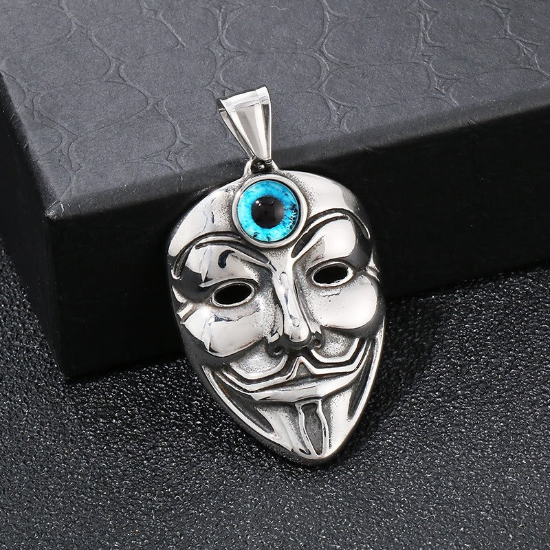 Kemstone Turquoise Eagle Amulet Necklace – Tribal Cross & Evil Eye Pendant for Men, Gothic Streetwear Jewelry KP100398