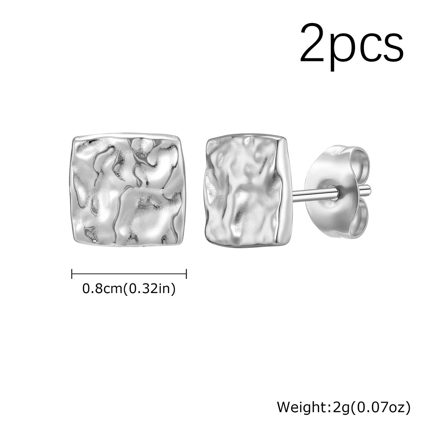 Kemstone Stainless Steel Square Textured Stud Earrings for Men ES-706