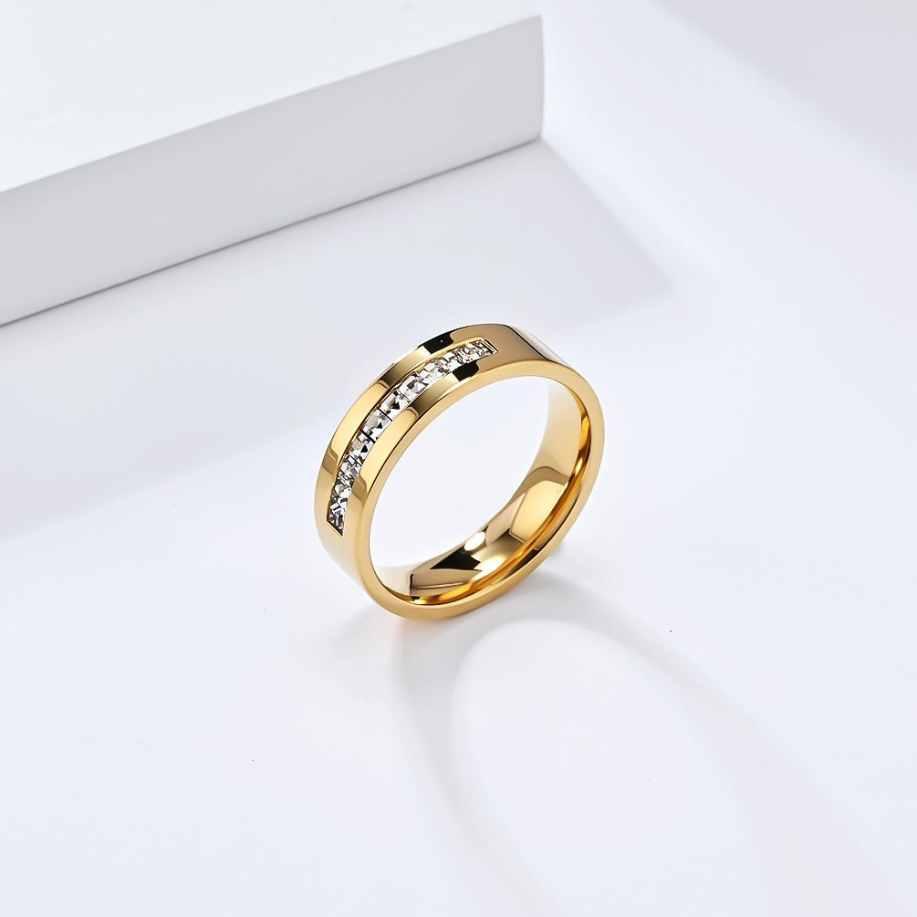Titanium Steel Square Diamond Ring – Minimalist Power Jewelry for Women on the Move K-R949