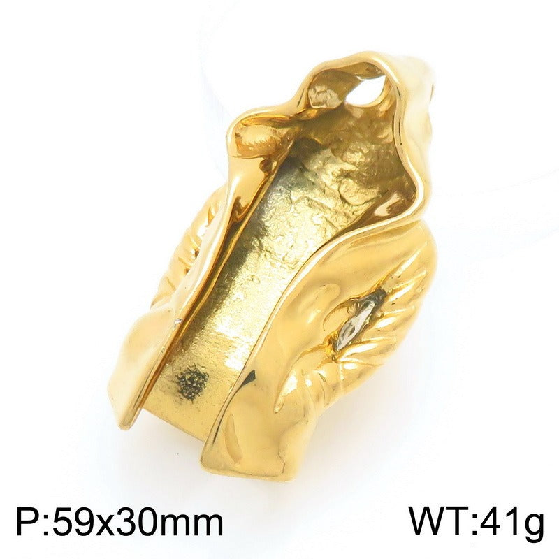 Kemstone Cloak Pendant Necklace Stainless Steel Sculptural Statement Design for Men KP117760-LU