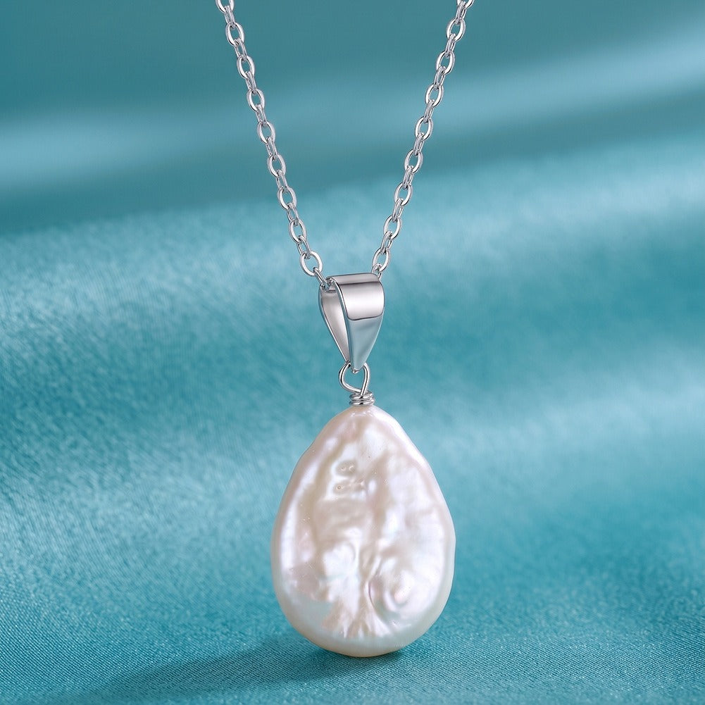 Kemstone Teardrop Freshwater Pearl Pendant Necklace for Women 925 Sterling Silver SGPN118