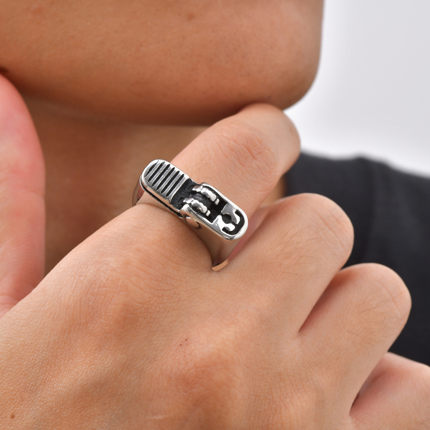 Kemston Stainless Steel Lighter Ring for Men Mechanical Street Punk Jewelry RC-1149