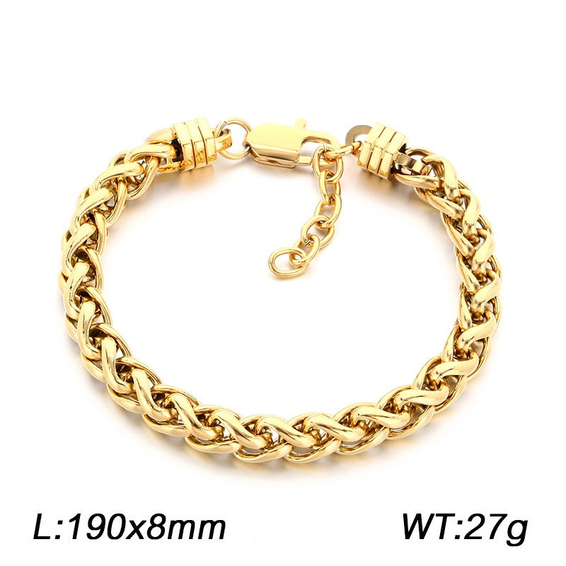 Kemstone Woven Chain Bracelet for Men Titanium Steel Adjustable 8MM KB214671-KFC