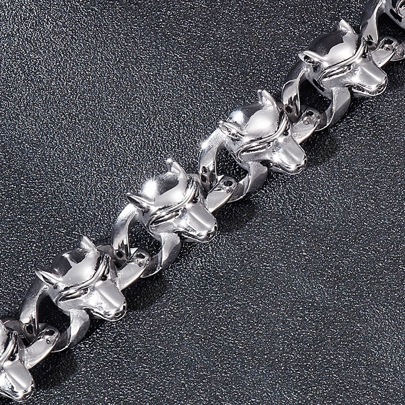 Kemstone Pirate Skull Bracelet for Men Titanium Steel Chunky Vintage Style KB27579-D