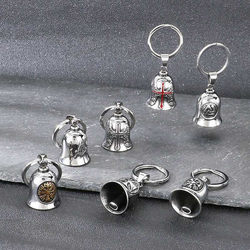 Kemstone Viking Compass Bell Keychain – Titanium Steel Rune Pendant KY1483-K