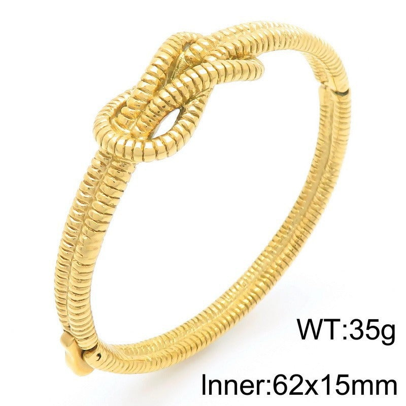 Kemstone Titanium Steel Ribbed Knot Bangle for Men KB202407-KJX