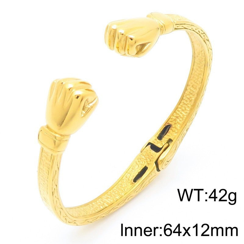 Kemstone Titanium Steel Boxing Fist Cuff Bracelet for Men – Vintage Power KB184795-KJX
