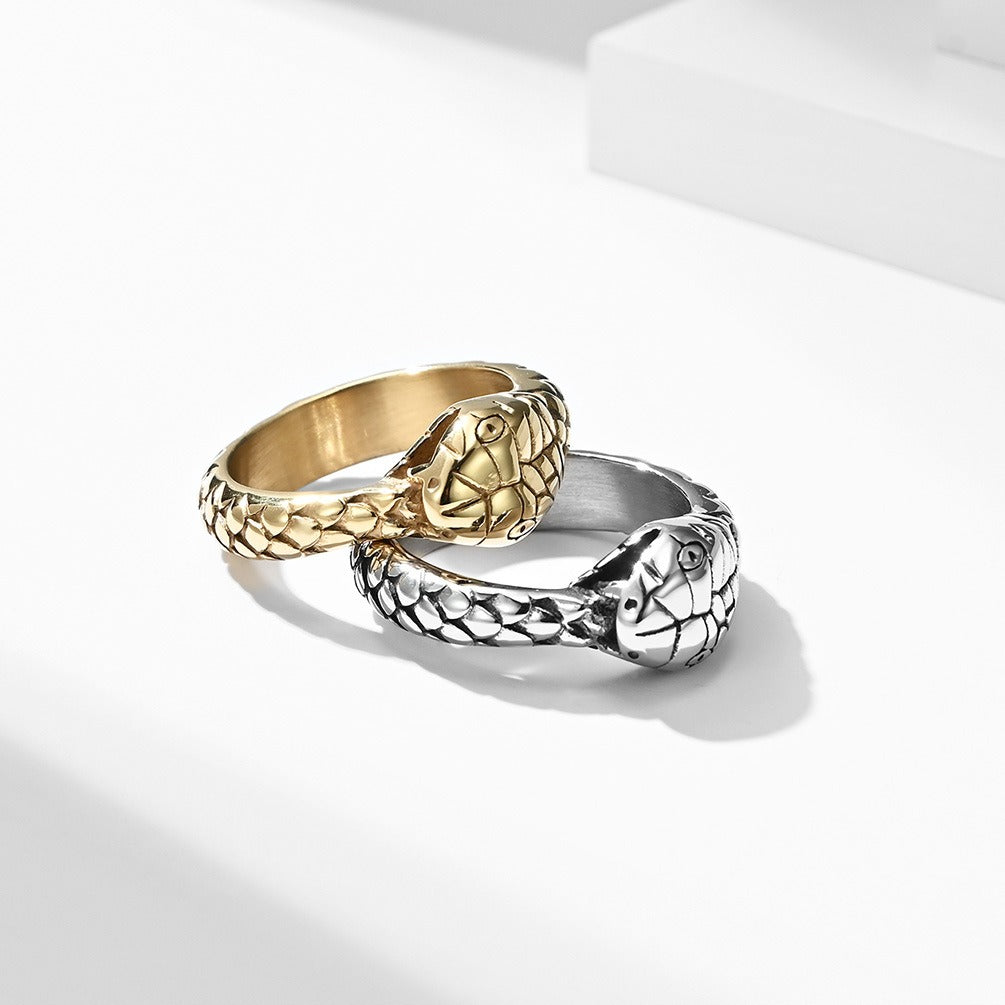 Kemstone Stainless Steel Snake Head Ring for Men K-R488