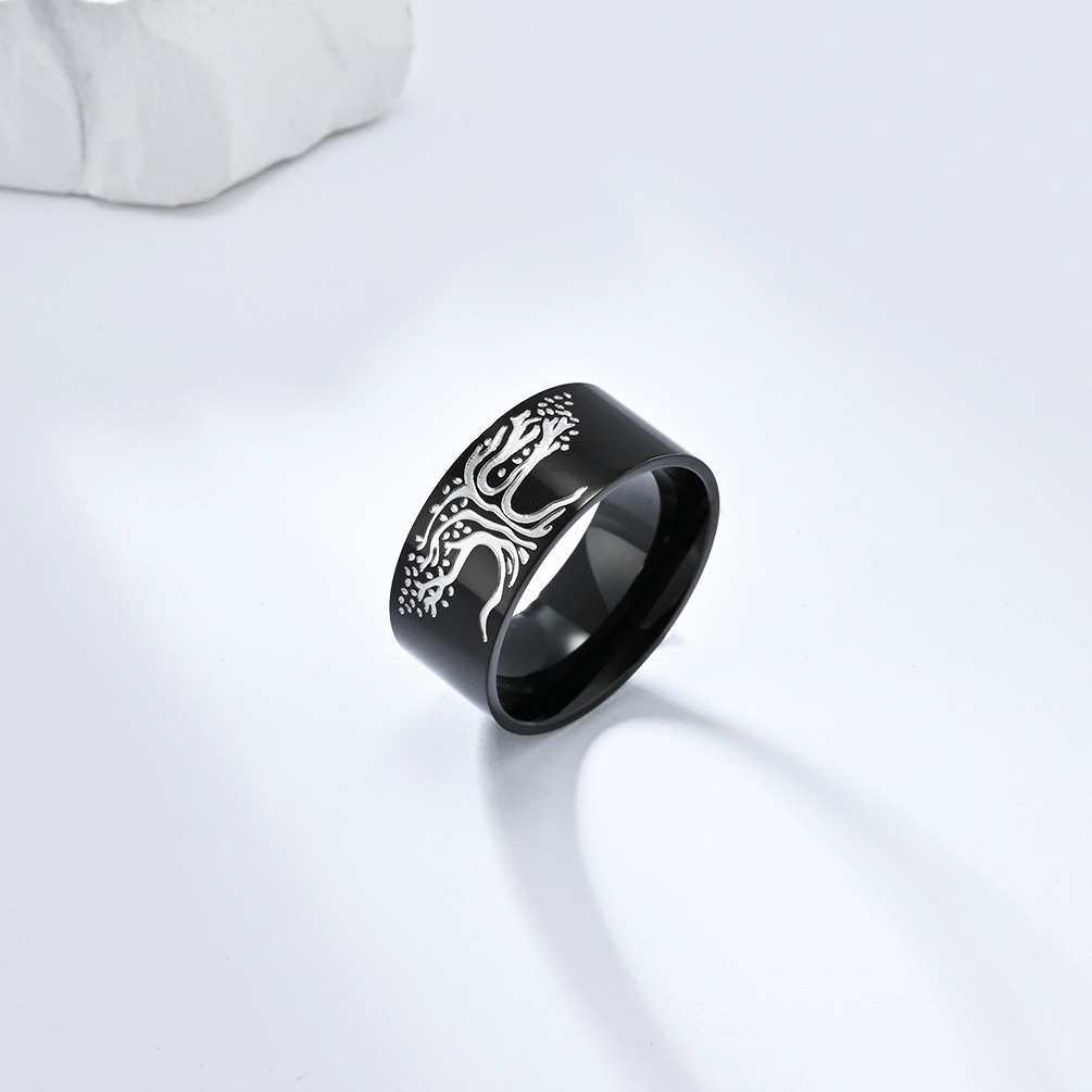 Kemstone Stainless Steel Tree of Life Ring for Men Minimalist K-R772
