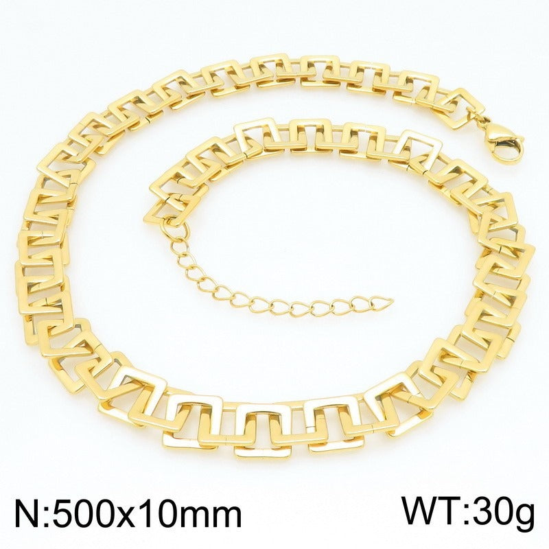 Kemstone Square Link Chain Necklace Bracelet Stainless Steel for Men Women KB211661-KFC