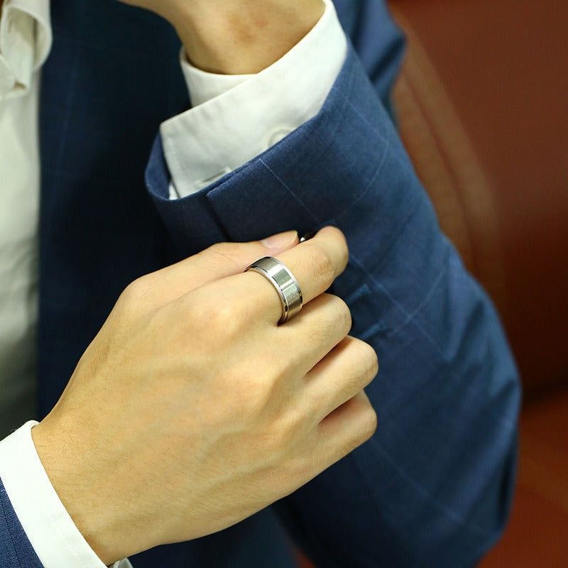 Kemstone Titanium Steel Spinner Ring – Minimalist Men’s Jewelry Ring R-394