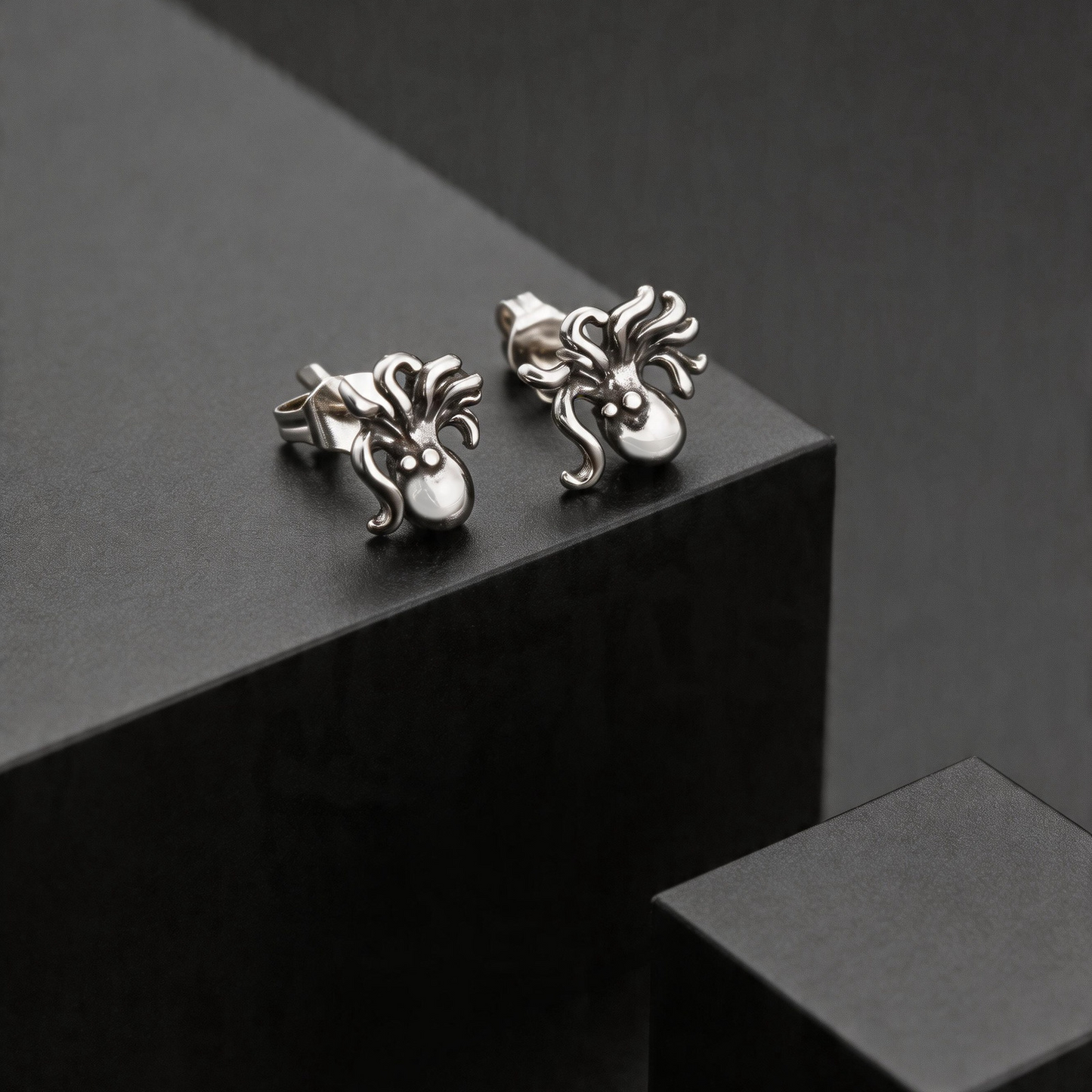 Kemstone Stainless Steel Octopus Stud Earring for Men Vintage Silver ES-831