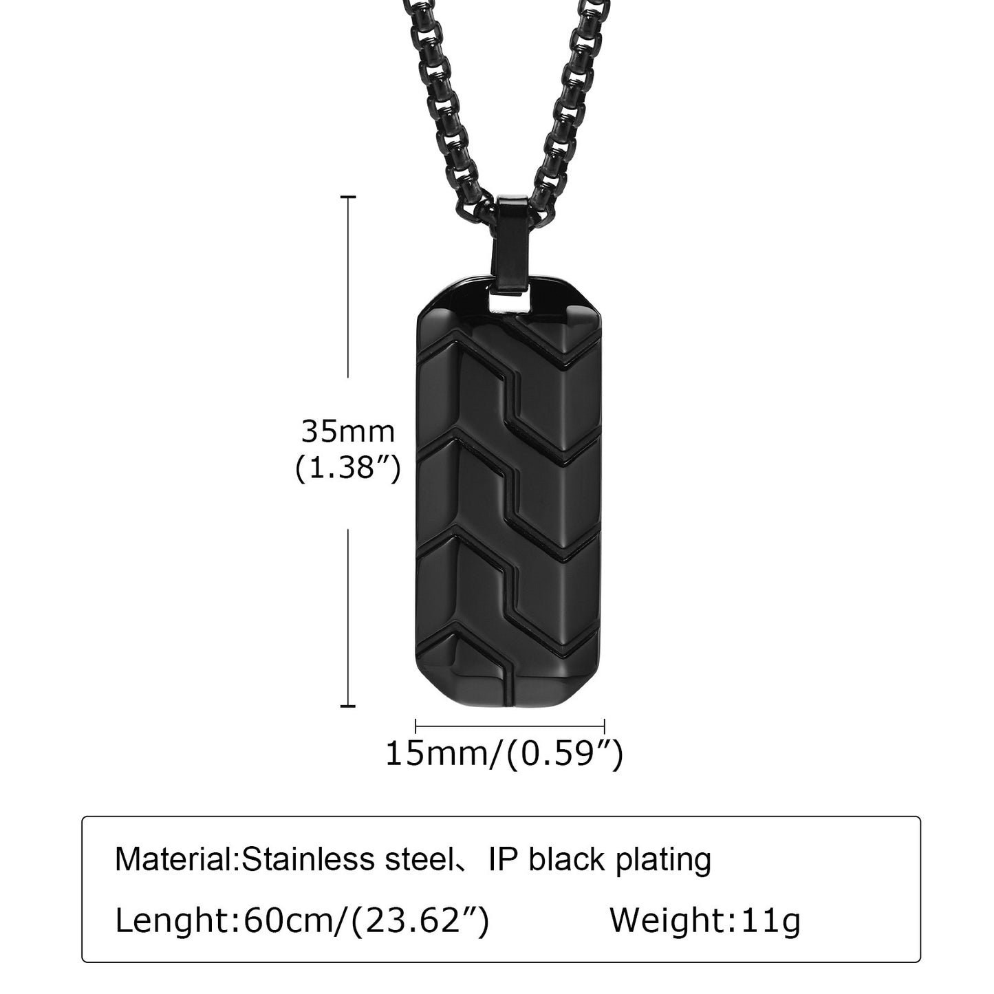 Tire Tread Pendant Necklace for Men – Stainless Steel Geometric Dog Tag PN-1857