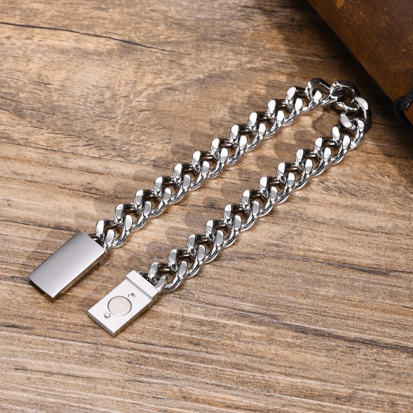 Kemstone Stainless Steel Magnetic Clasp Bracelet - Heavy-Gauge Matte Finish for Men ED-796