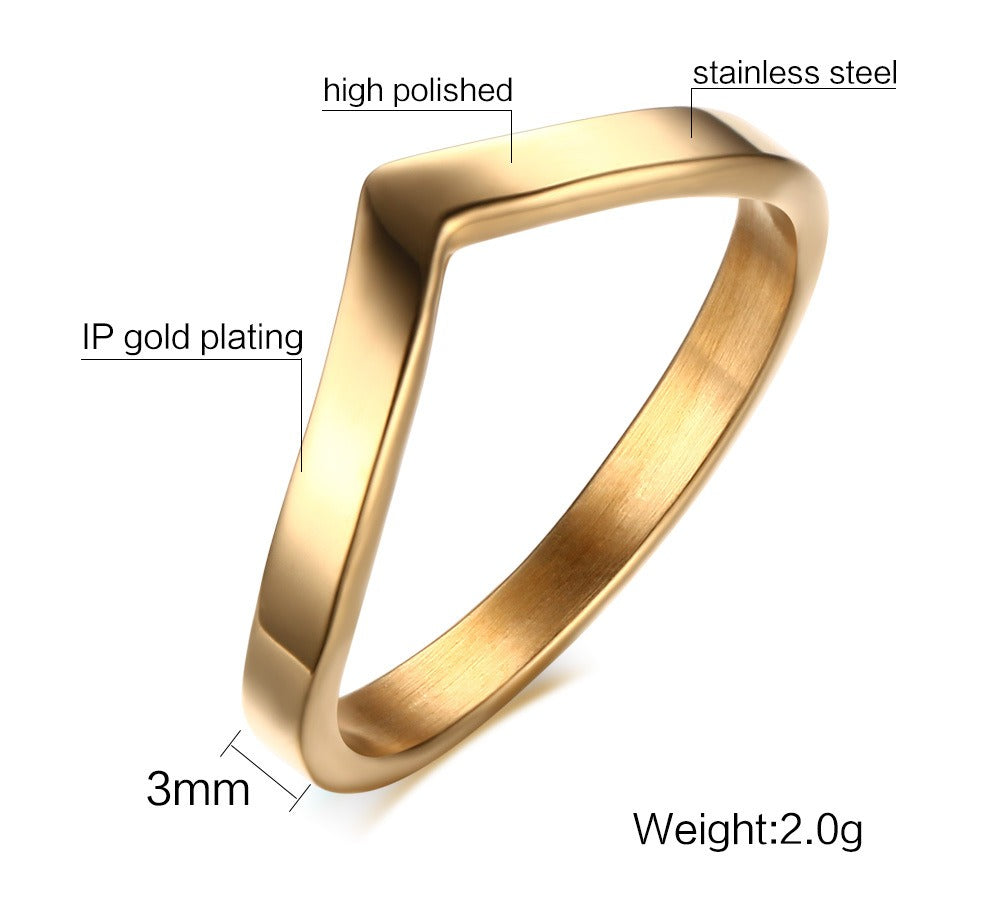 V-Edge Steel Ring – Gold-Plated Power Symbol with Zircon Grit R-665