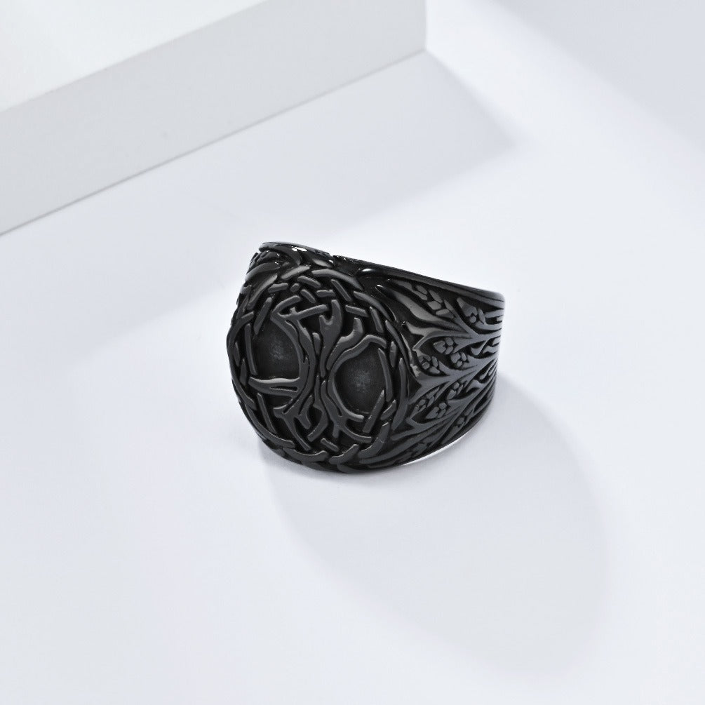 Kemstone Tree of Life Ring for Men Stainless Steel Viking K-R873