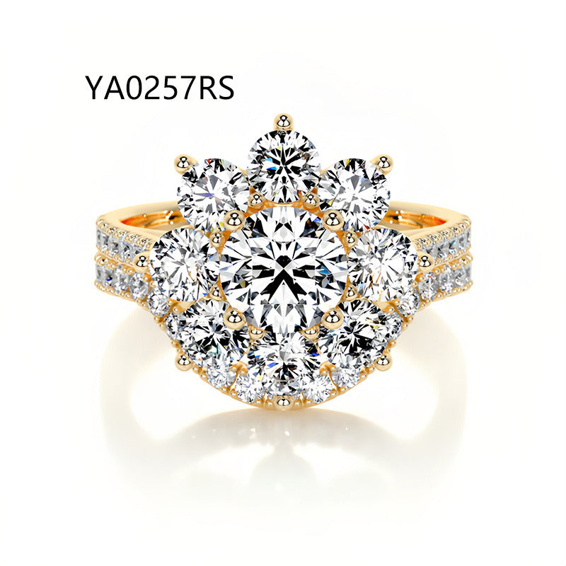 Kemstone Bridal Set – Luxury S925 Sterling Silver Moissanite Engagement Rings for Women | Gold Plated, Asscher, Marquise, Pear & Round Cuts